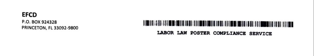 po box only on labor law compliance scam mailer