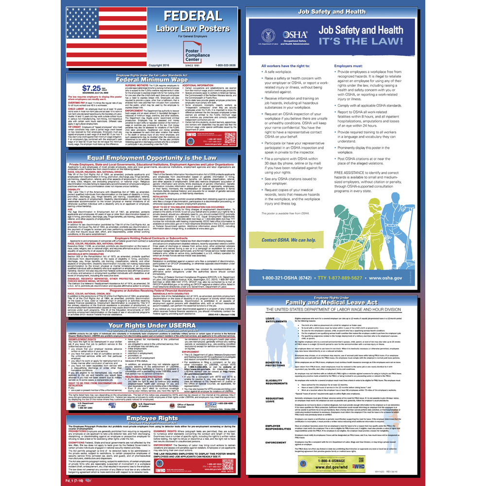 All in One State and Federal Labor Law Poster for Workplace Compliance Delaware 2021 Labor Law Poster 