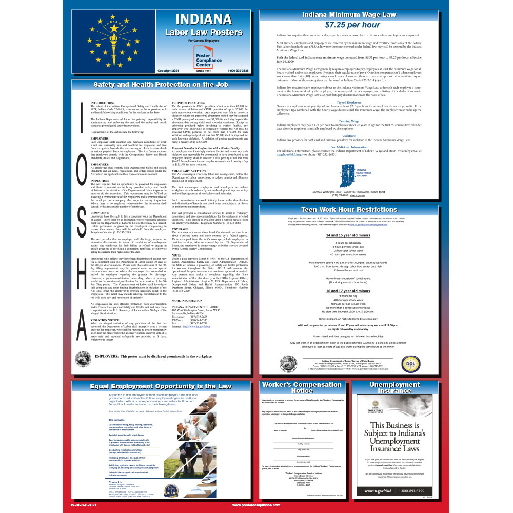Laminated 2020 Illinois State and Federal Labor Laws Poster OSHA Workplace Compliant 24 x 36 All in One Required Posting 