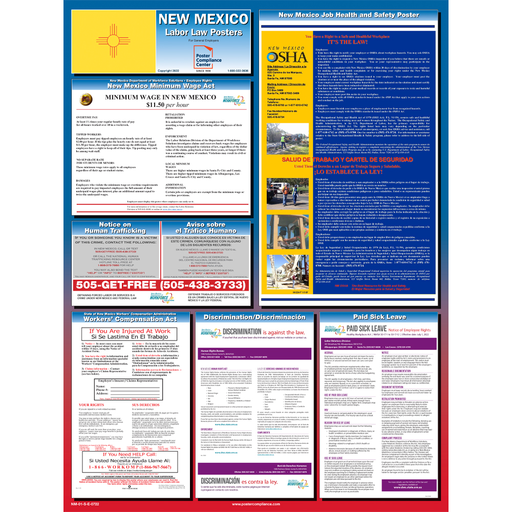 2021 New Mexico State and Federal Labor Law Poster Ultra-Wide All In One 