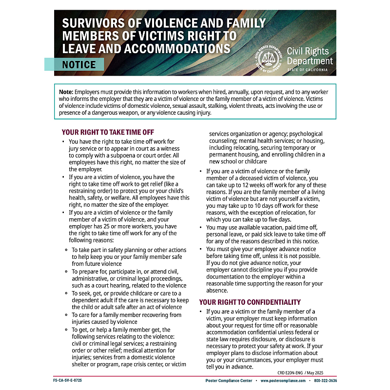 Victims Rights Hand Out Free Specialty Labor Law Posters | Poster Compliance Center